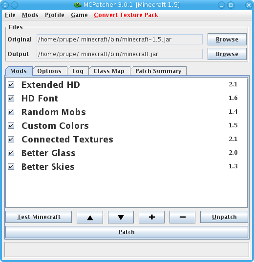 Скачать программу MCPatcher HD v3.0.2 для MineCraft 1.5.2